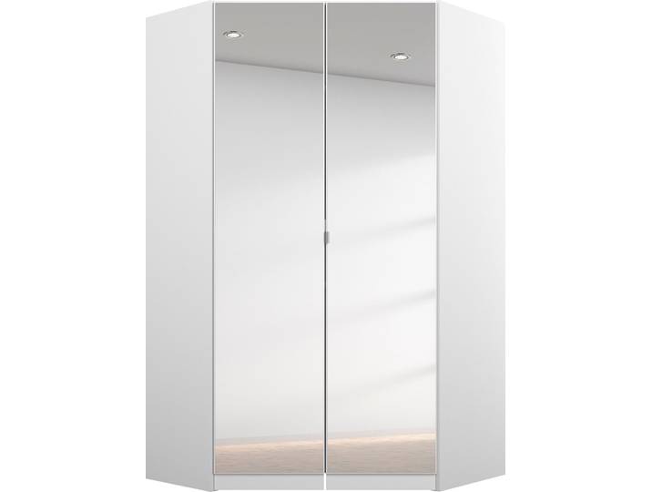 Eckkleiderschrank RAUCH Kleiderschrank Schrank Garderobe Garderobenschrank Eckschrank HOMBURG , weiss (alpinweiß), B:117cm H:197cm T:104cm, Holzwerkstoff, Schränke, Eckkleiderschrank, voll aufgelegter Spiegel, Vollausstattung viel Platz MADE IN GERMANY