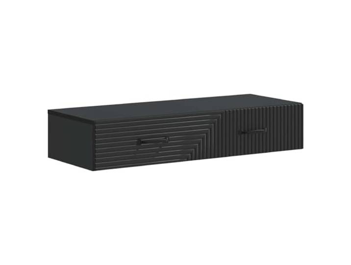 Beistelltisch, Wandmontage, 87,5 x 34,5 x 17 cm, Holz, Schwarz, Platzsparendes Wanddesign, Aufbewahrungsschublade, schwarze Oberfläche, einfache Wartung mit feuchtem Schwamm
