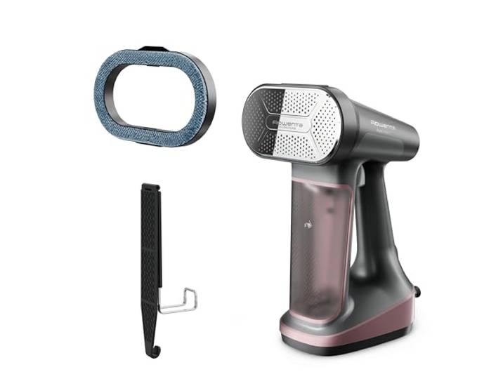 Rowenta 3-in-1-Handdampfer für Kleidung, Dampfgarer, Bügeleisen, Fusselentferner, 200 ml, 1875 W, automatische Abschaltung, Schwarz und Rosa