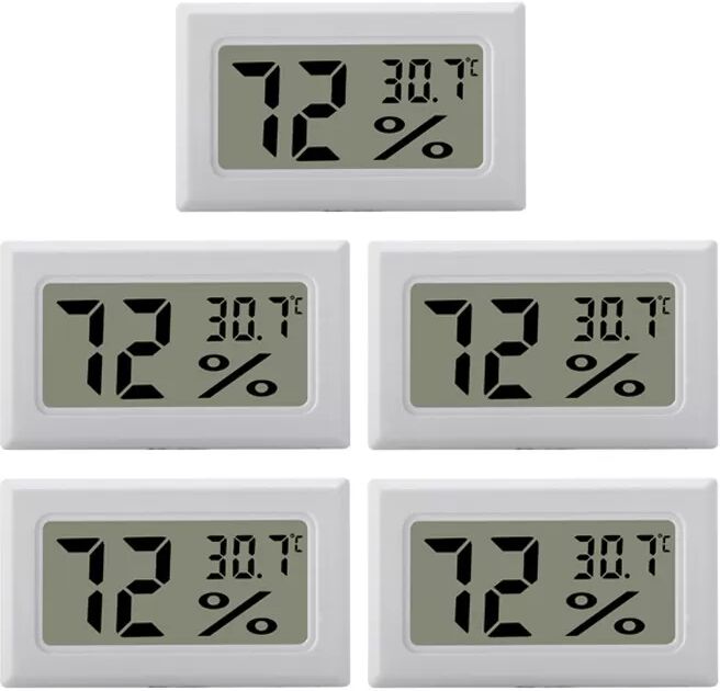 INF Mini hygromètres/thermomètres numériques, paquet de 5 Blanc