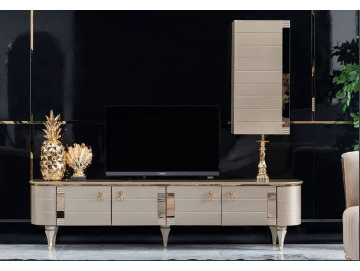 Xlmoebel Wohnwand Moderne Holz-Wohnwand mit harmonischen Farbschichten, (2-St., Sideboard, Wandschrank), Hergestellt in Europa