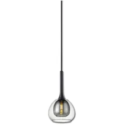 ISOLED Pendelleuchte INFINITY CLEAR / BLACK, Doppelschirm, E14 (exkl.), offenes Kabel 300cm, innen Rauchglas / außen Klarglas ISO-115218
