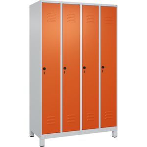 CP-Möbel Spind Classic PLUS, orange, 4 Abteile, mit Füßen & Drehriegelschloss, 120 x 195 cm