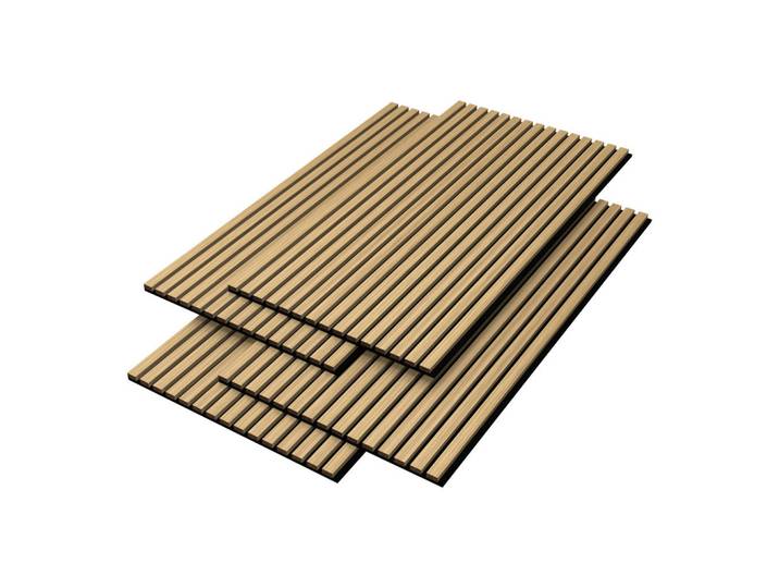 Neu.holz Akustik Wandpaneel-Set Vang 4-Tlg. Iii., Sonoma Eiche, Holzwerkstoff, Kunststoff, 60x120x2.1 cm, Wandverkleidung, Akustikpaneele