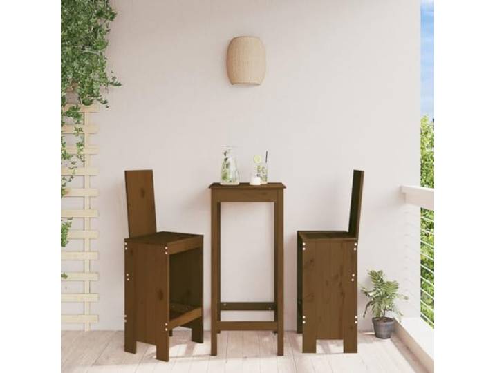 HEFZGDB Rustikale Barhocker aus Massivholz, Kiefernholz Barstuhl mit Rückenlehne und Fußstütze für Terrasse und Balkon, 75 cm Sitzhöhe, Außenbereich geeignet, langlebig und stabil