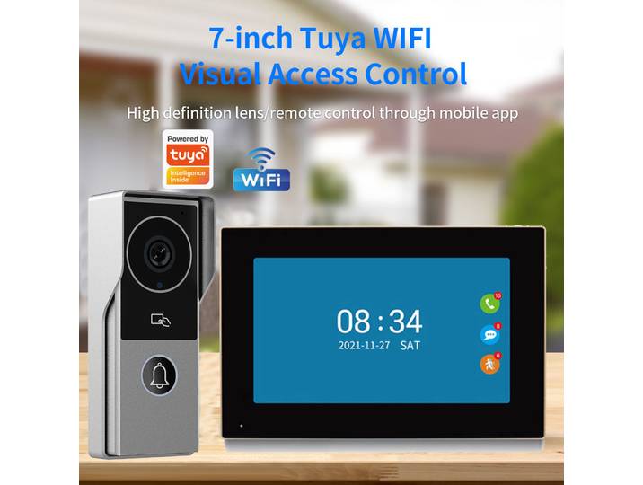 Système de sonnette vidéo Wi-Fi 1080P, visiophone, caméra de porte, compatible avec l'application Tuya, kit d'interphone vidéo pour maison, villa, appartement