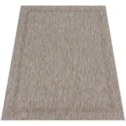 KADIMA DESIGN Outdoor Teppich Unifarben mit Bordüre Balkon, Terrasse schmutzabweisend Natur Läufer 80x150 | 100% Polypropylen | pflegeleicht