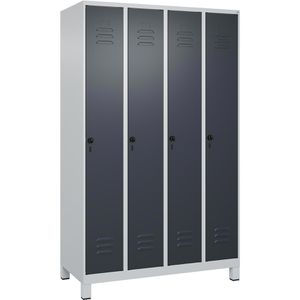 CP-Möbel Spind Classic PLUS, anthrazit, 4 Abteile, mit Füßen & Drehriegelschloss, 120 x 195 cm