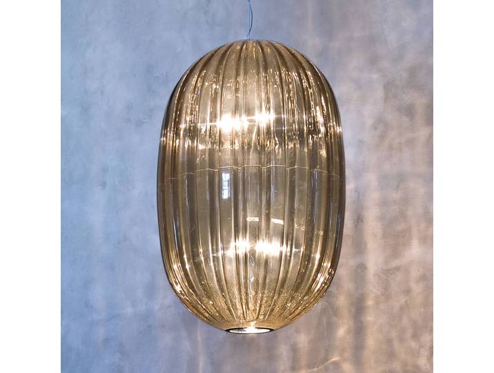 Foscarini Designer Hängelampe Plass media, dimmbar, alu / grau / zink, für Wohn- / Esszimmer, Kunststoff, Design, Pendelleuchte