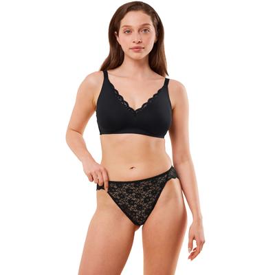 Tai-Slip TRIUMPH "Amourette", Damen, Gr. 38, schwarz, Spitze, Obermaterial: 77% Polyamid, 23% Elasthan. Spitze: 86% Polyamid, 14% Elasthan, unifarben, körpernah, Unterhosen, Stretch-Spitze, hoher Beinausschnitt