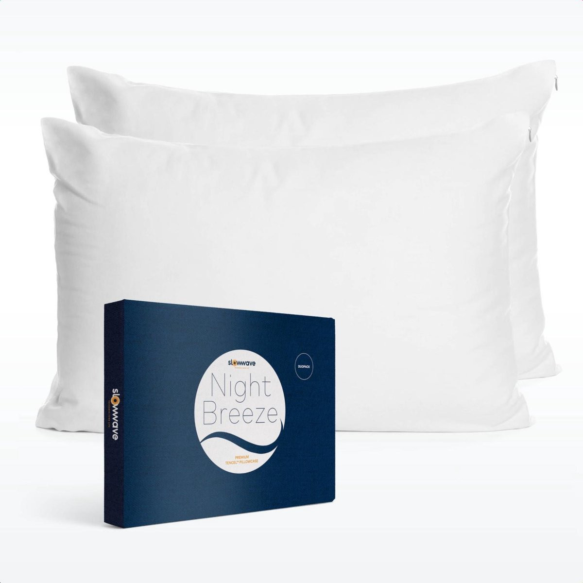 Slowwave NightBreeze kussenslopen duopack - 100% TENCEL lyocell - Arctic White - 60 x 70 cm