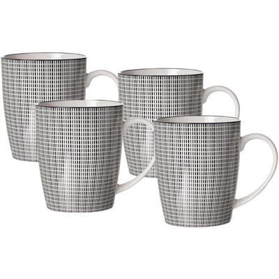 Becher RITZENHOFF & BREKER "Takeo Stripes", grau (schwarz), B:11cm H:10cm Ø:8cm, Porzellan, Trinkgefäße, Becher, Kaffeebecher, je 350 ml