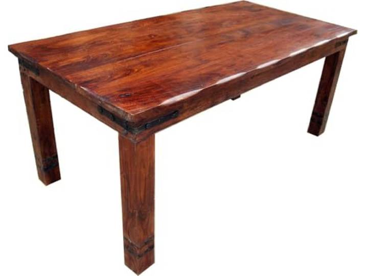 Massiver Esstisch aus Akazienholz, runde Kanten, Kolonialstil, Modell 1 Höhe 78 cm, Breite 90 cm, verschiedene Längen verfügbar, handgefertigt, vielseitig einsetzbar