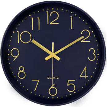 Inspire Picks Minimalist 3D Quartz Wall Clock Silent Modern Digital Style For Living Room & Office dark Blue 10 Inch