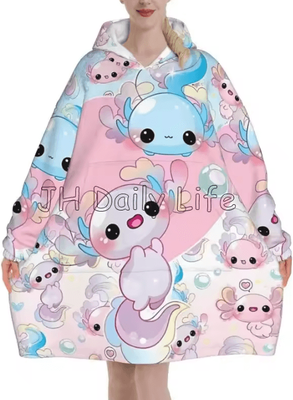 Inspire Curations Axolotl Oversized Flannel Wearable Blanket Hoodie 2