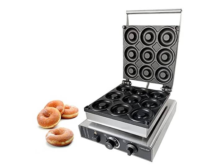 2000W Elektrisches Waffeleisen Professionelles Bubble Waffle Maker 10Cm Donut 9PCS Circle Rings Lager