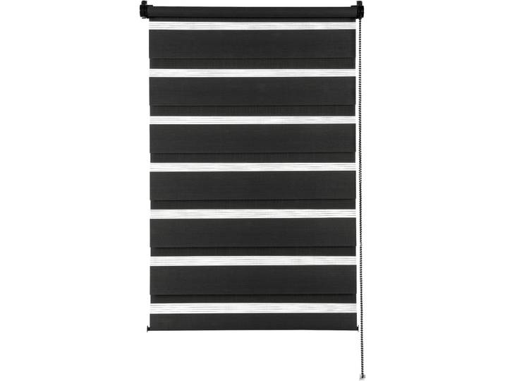 Doppelrollo GARDINIA Easyfix , schwarz, B:60cm H:150cm, Polyester, Rollos, Doppelrollo, segmentweise gewebter Stoff