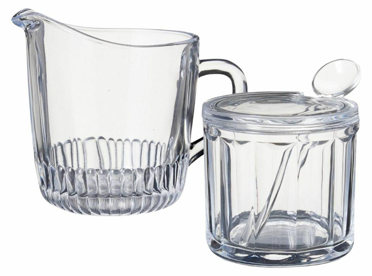 HowHomely Glazen Suikerpot, Melkkannetje en Lepel Set van 3 voor Koffie en Thee