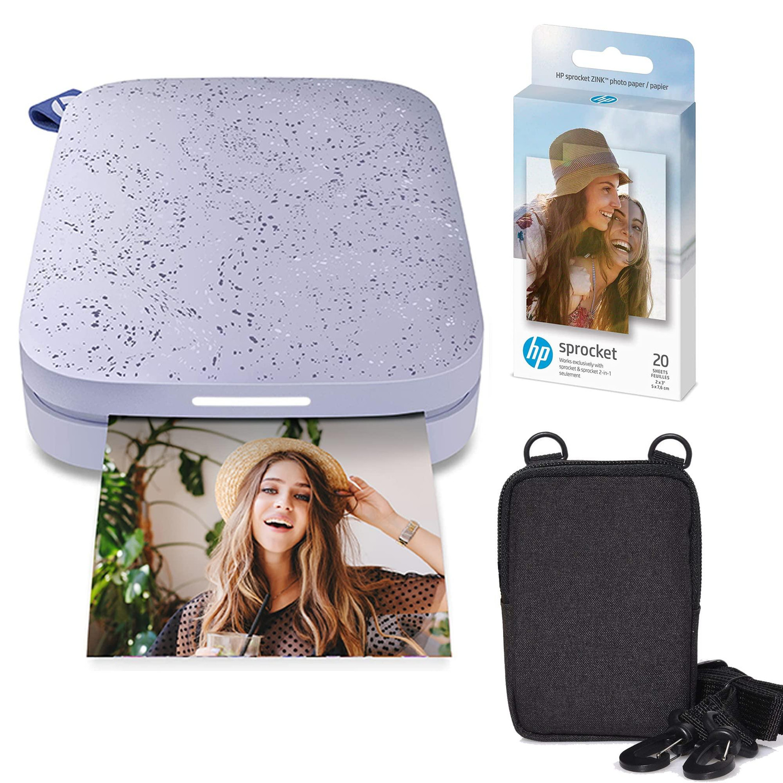 HP Sprocket Draagbare Instantcamera Paars met zilveren fotopapierbundel (2x3 inch)