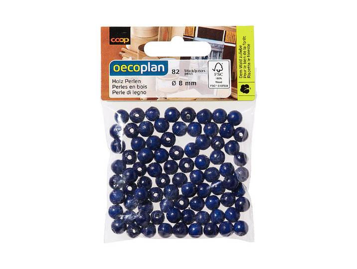 Oecoplan Holzperlen Dunkelblau 8 mm 82 Stück