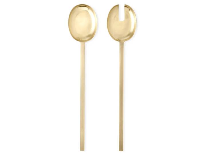 Ferm Living Couverts à salade Fein 2 Pièces Laiton