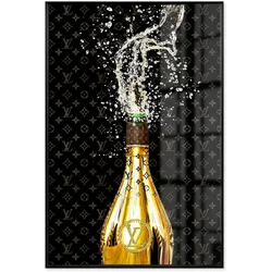 La Casa »Explosive Champagne« Glasbild mit Strassapplikation 60x90 cm Rahmen schwarz