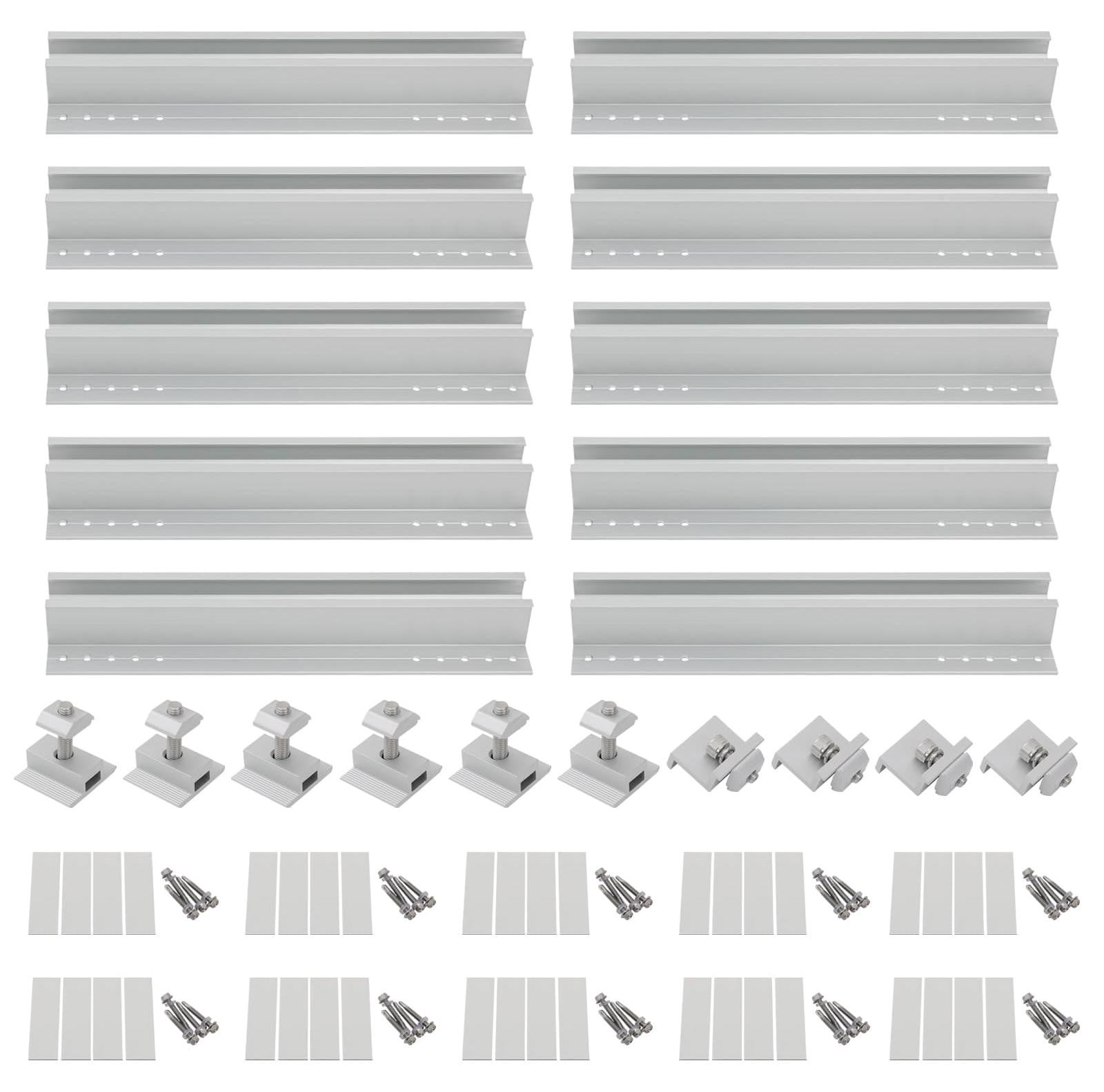 Merkloze set van 10 aluminium montagebeugels voor zonnepanelen