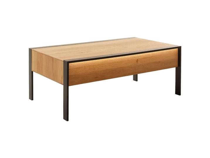 Schöner Wohnen Couchtisch, Anthrazit, Eichefarben, Holz, Metall, Kerneiche, 1 Schublade(n) Schubladen, rechteckig, eckig, 69x46x120 cm, Goldenes M, Holzmöbel, Holztische, Wohnzimmertische Holz, Couchtische Holz