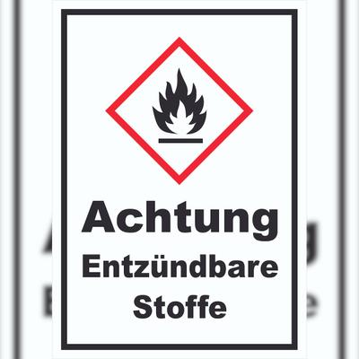 HB-Druck Schild Entzündbare Stoffe Flamme hochkant A6 (105x148mm)