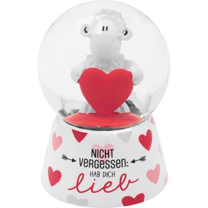 Sheepworld Schneekugel 48522, aus Glas, mit Glitzer, Hab Dich lieb, weiß, 4,5 x 6,5 cm