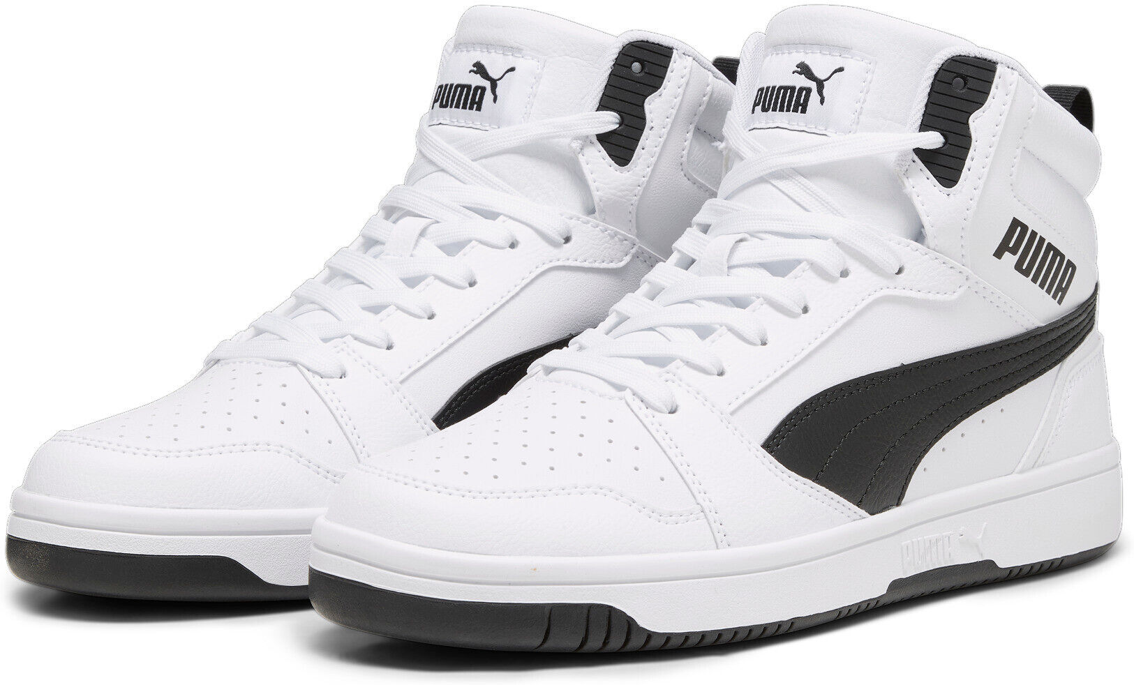 Sneaker PUMA "REBOUND V6", Damen, Gr. 45, schwarz-weiss (puma weiß, puma schwarz), Synthetik, unifarben, Schuhe Sneaker, knöchelhoch, wasserabweisendes Obermaterial, weiche Innensohle puma weiß, puma schwarz 45