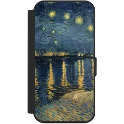 Nivocase Klapphülle für Apple iPhone 15 Pro Handyhülle aus Kunst Leder NIVOflip schwarz Kunst Malerei (Apple iPhone 15 Pro), Smartphone Hülle, Schwarz