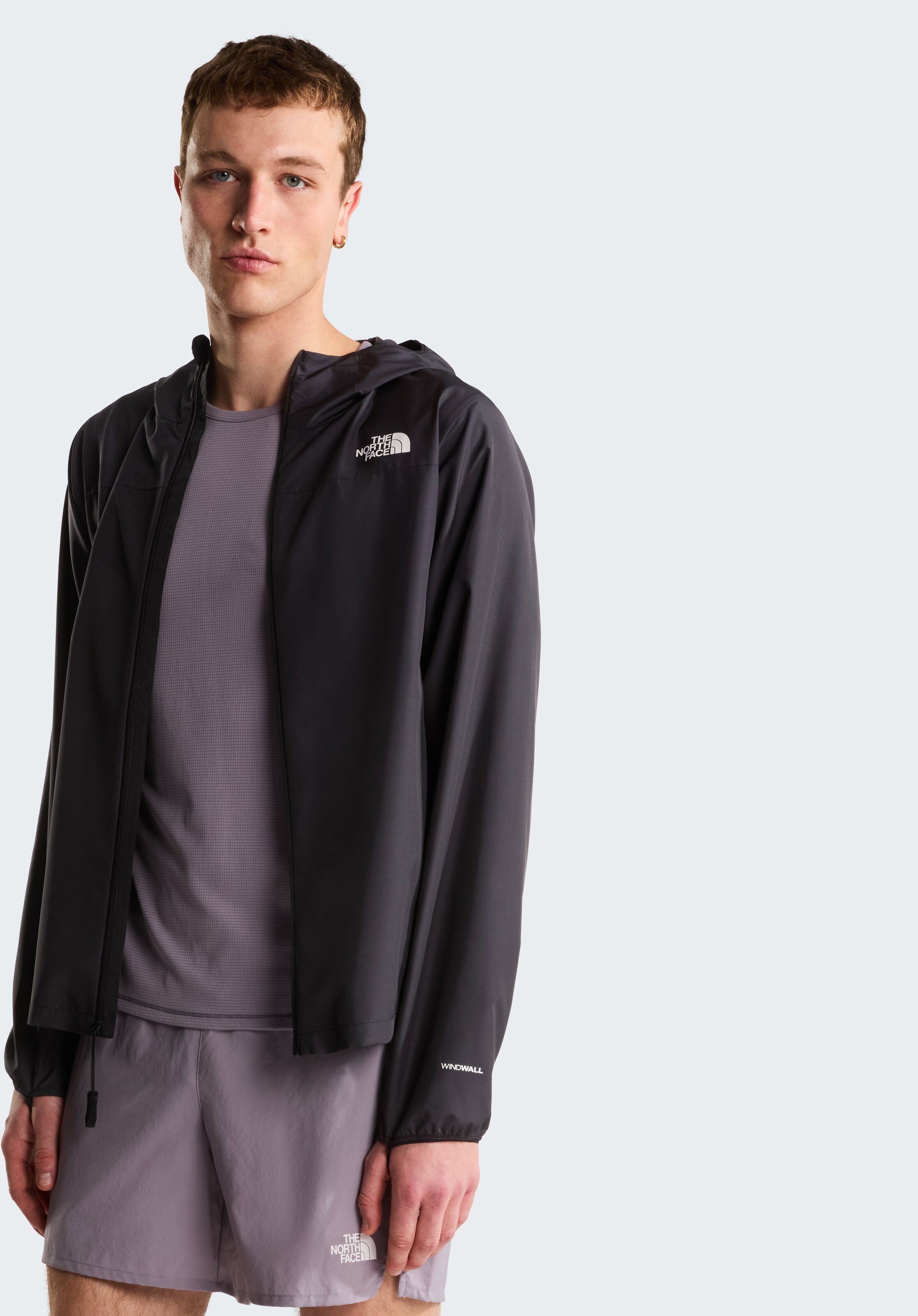Windbreaker THE NORTH FACE "M FONTANALES WIND JACKET", Herren, Gr. XL, schwarz (tnf schwarz), Obermaterial: 100% Polyester, Jacken Windbreaker, sportlicher Stil, für Sport- und Outdooraktivitäten, mit Packtasche