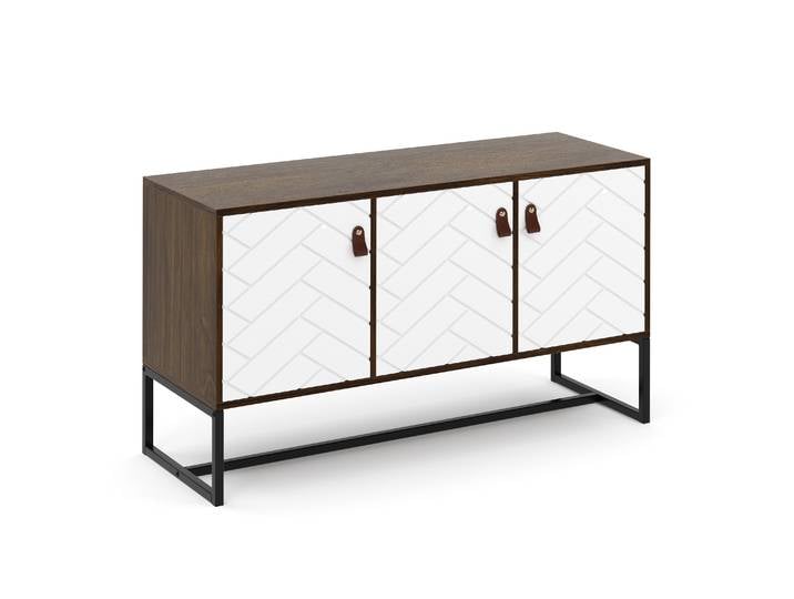 TV Möbel NORDRIFT 112 x 39 x 62 cm braun/weiss