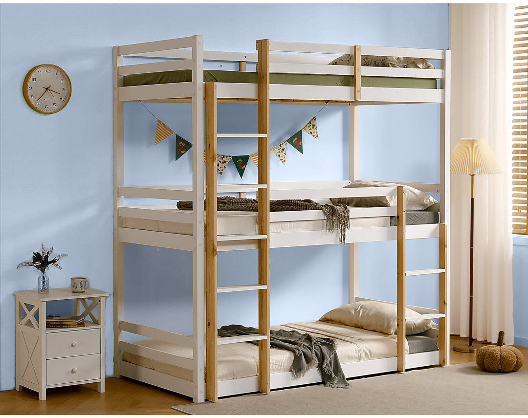 Harriet Bee Catlin 3 STORY BUNK BED White UK Single - DE 90 x 190 cm