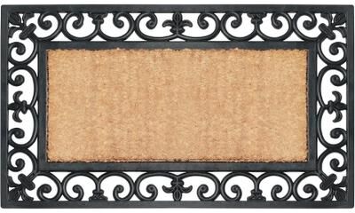 "A1 Home Collections Rubber and Coir Paisley Border Outdoor Doormat Black - 18""X30"""