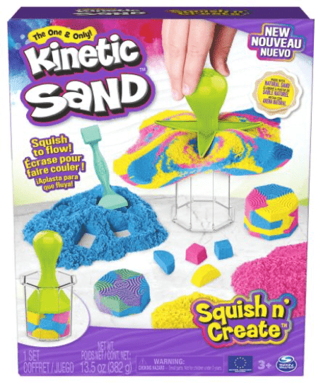Kinetic Sand Squish 'n' Create Set - 382g Blue, Yellow, Pink Sand - Non-Toxic & Hypoallergenic