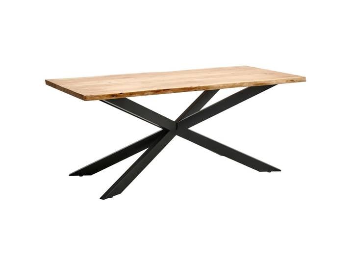Livetastic Esstisch, Natur, Holz, Metall, Akazie, vollmassiv, Holz, rechteckig, X-Form, 180x78x90 cm, Esszimmer, Tische, Esstische, Baumkantentische
