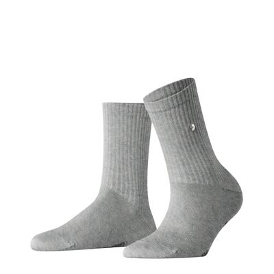 Socken BURLINGTON "Fleet Street", Damen, Gr. 36-41, grau (light heather), Baumwollmischung, unifarben, Socken Socken, Einheitsgröße 36-41, modische Rippenstruktur, Burlington-Clip