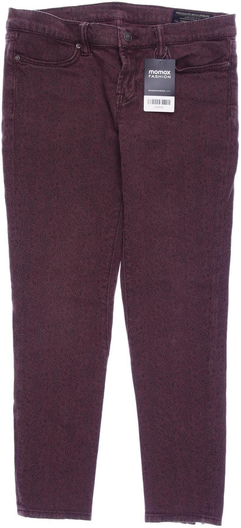 All Saints Spitalfields Damen Stoffhose, Bordeaux, Gr. W29, Baumwolle / Elasthan - Second Hand