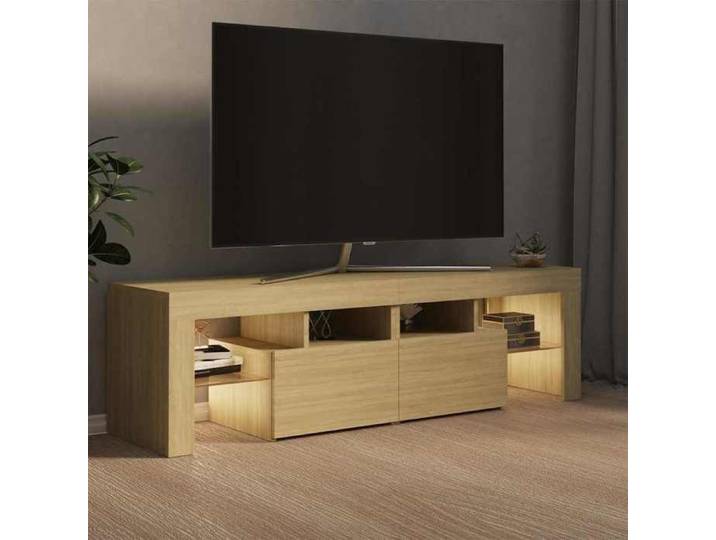 Soldes d'automne Meuble Télévision Brun - ARMOIRE TV avec lumières LED - Chêne sonoma - 140x36 5x40cm 434 235977417422