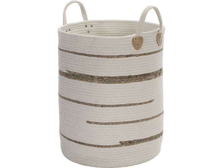 Wäschekorb Yaro Weiss/Braun Baumwolle 40 cm 50 cm - Farbe: offwhite/natur - Wäschekorb