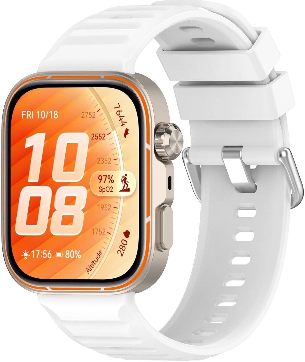 INF Bracelet de remplacement en silicone avec boucle argentée compatible avec Huawei Watch Fit5 Pro Blanc