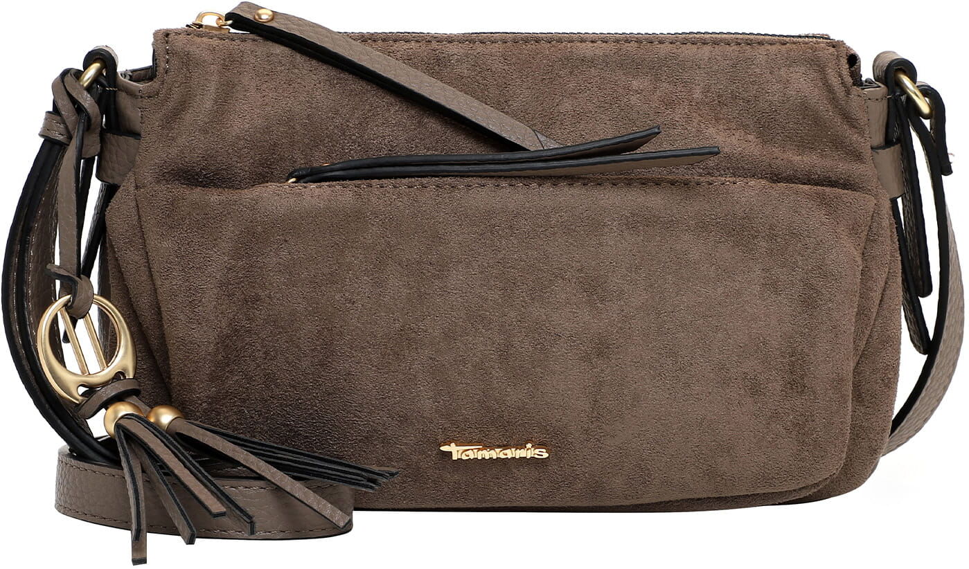 Umhängetasche TAMARIS "Umhängetasche TAS Mareike", Damen, Gr. B/H/T: 23cm x 16cm x 8cm 0, grau (taupe 900), Polyester, Taschen Umhängetasche