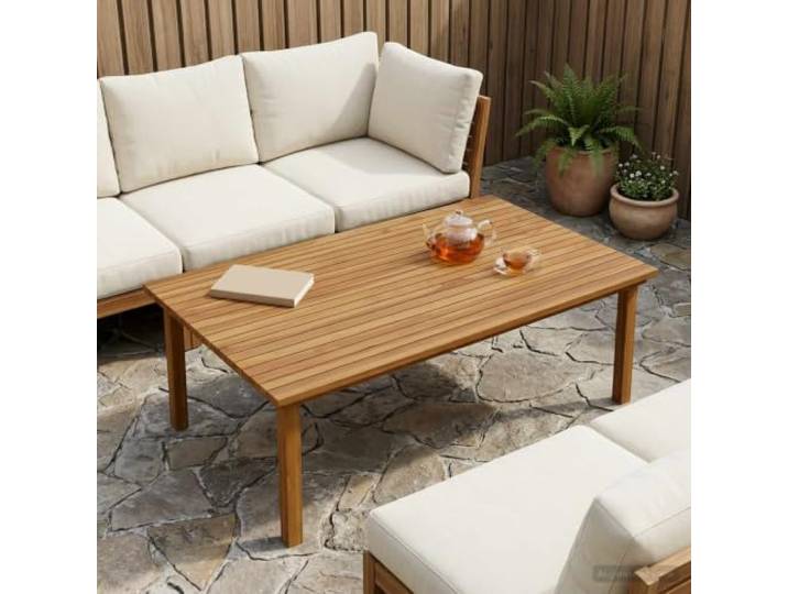 PTUGUOF Tischplatte 120 x 70 x 3,5 cm Massives Teakholz Rechtwinklig, Wasserbasierte Oberfläche, Für Innen und Außen, Einfache Pflege