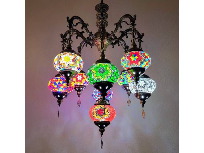 Lustre turc rétro de luxe en mosaïque, lampe suspendue ethnique romantique, lanterne en verre artistique, éclairage pour salon, restaurant, bar