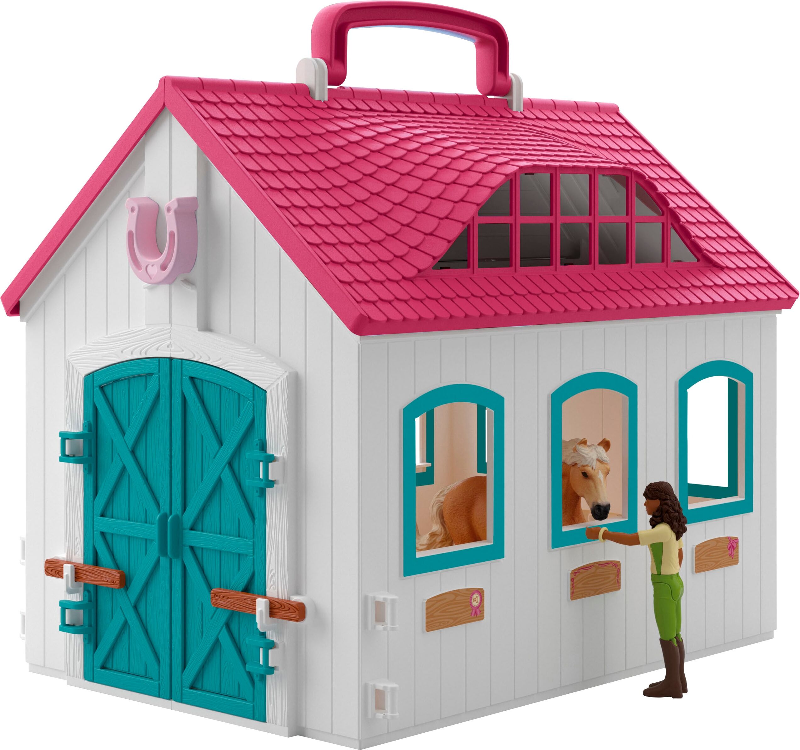 Spielwelt SCHLEICH "HORSE CLUB, Offenstall -Kleines Hufeisen (42703)", bunt, Spielfigurenwelten, KinderB:30cm H:29,5cm T:20cm, Kunststoff, Spielwelt, Made in Europe, B:30cm H:29,5cm T:20cm