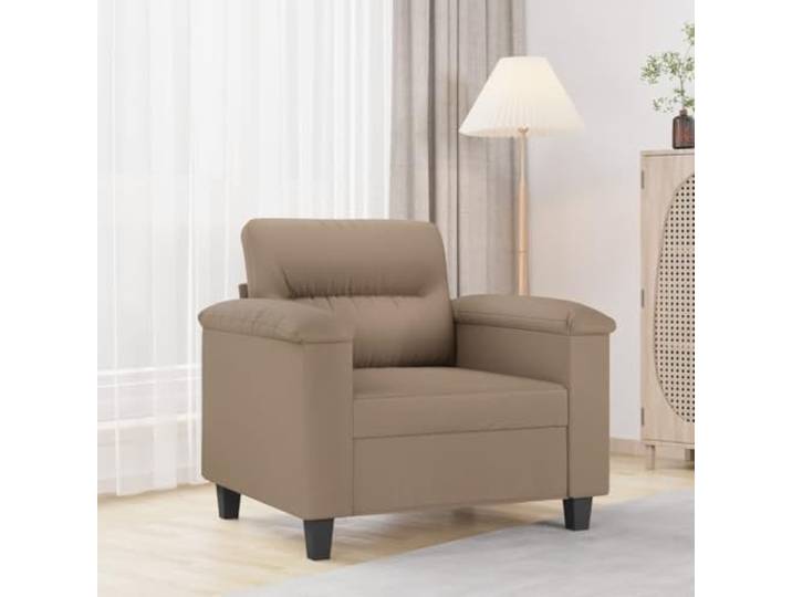 HEFZGDB Cappuccino-Brauner Sessel aus strapazierfähigem Kunstleder mit Metallgestell 60 cm Breite, gepolsterte Sitzfläche für Entspannung und Komfort, schmutzabweisend und langlebig
