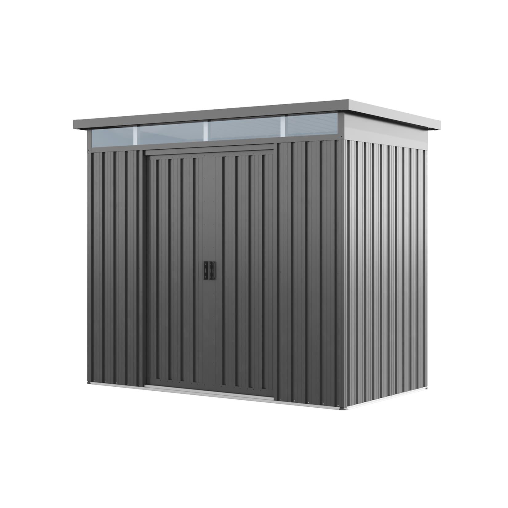 GFP Primeyard Gerätehaus BOB aus Metall Gartenhaus Geräteschuppen, grau 220x110x200 cm