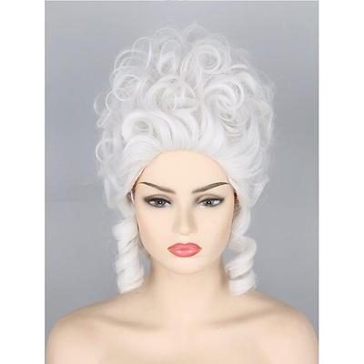 Rosa gepuderte Bienenkorb-Drag-Queen-Perücke für Damen und Mädchen, toupiert, barock, Renaissance, kurz, lockig